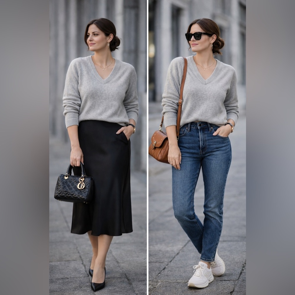Made in Italy 100% wool Gray V-Neck women’s Sweater size XS